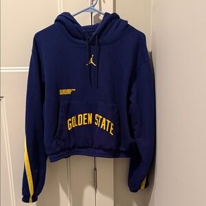 Jordan Navy and Yellow Golden State Pullover Hoodie